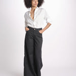 pantalone 4 tasche in misto lino SERENA XML01 099 NERO ps don't forget me 