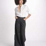 pantalone 4 tasche in misto lino SERENA XML01 099 NERO ps don't forget me 