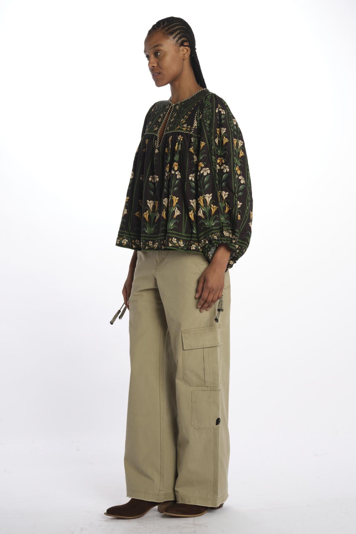 Camicia FLOWERS ARCH stampa fiori 337183 BLACK farm rio 