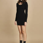 miniabito in maglia con scollo sulla spalla 32304-350 NERO 29 federica tosi 