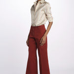 Pantalone MELODY D cropped cotone tinto capo MELODYD408801 48 quelledue 