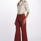 Pantalone MELODY D cropped cotone tinto capo MELODYD408801 48 quelledue 