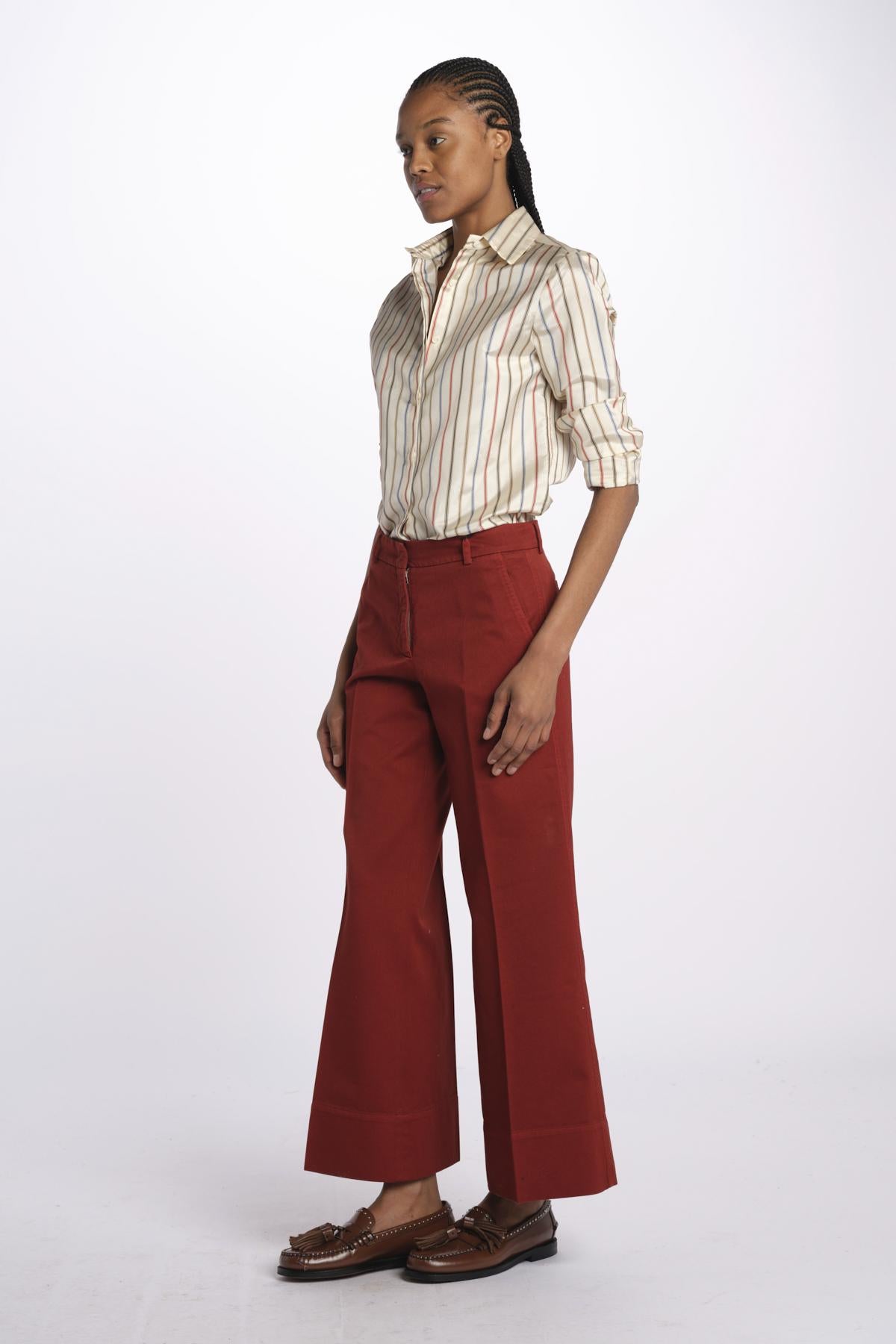 Pantalone MELODY D cropped cotone tinto capo MELODYD408801 48 quelledue 