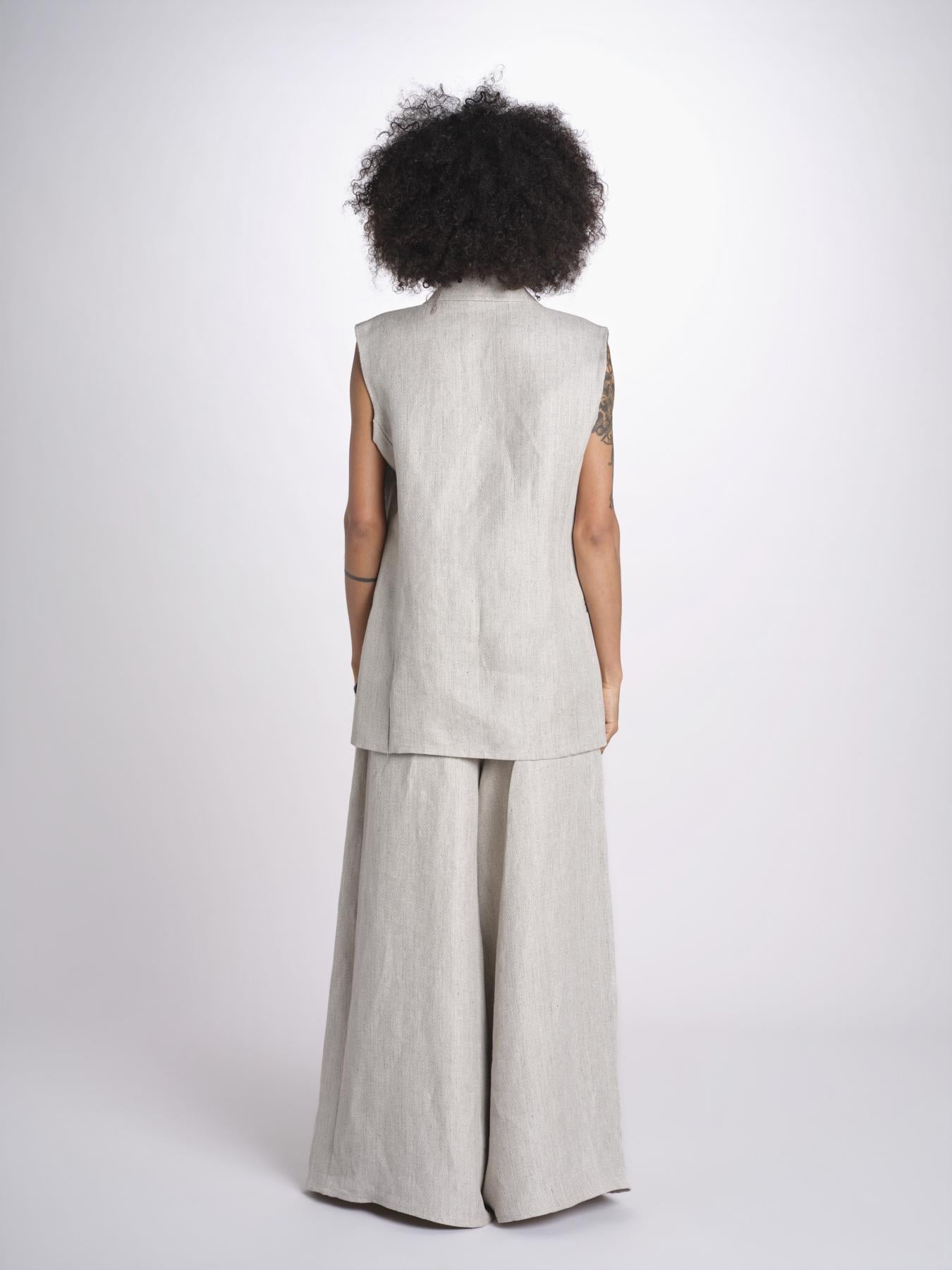 gilet in lino U2929 NATURAL dusan 