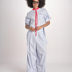 camicia maniche corte a righe con piping BERTA LIGHT BLUE STRIPES jejia 