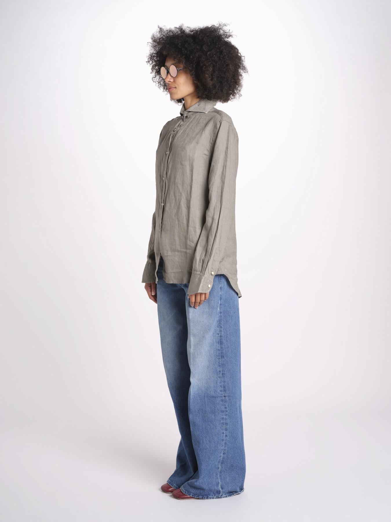 camicia uomo lino con automatici SABRILI MILITARE milaura 