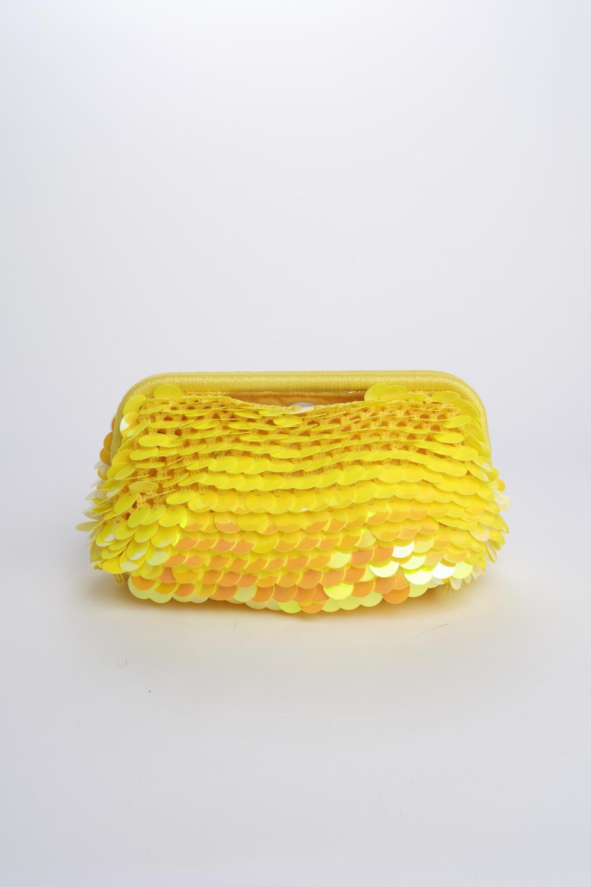 Clutch SANTORINI grande con paillettes BAG SANTORINI YELLOW boheme couture 