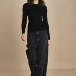 maglia girocollo a costine CAMB KNIT BLOUSE BLACK herskind 