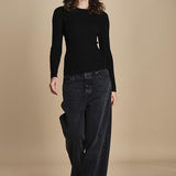 maglia girocollo a costine CAMB KNIT BLOUSE BLACK herskind 