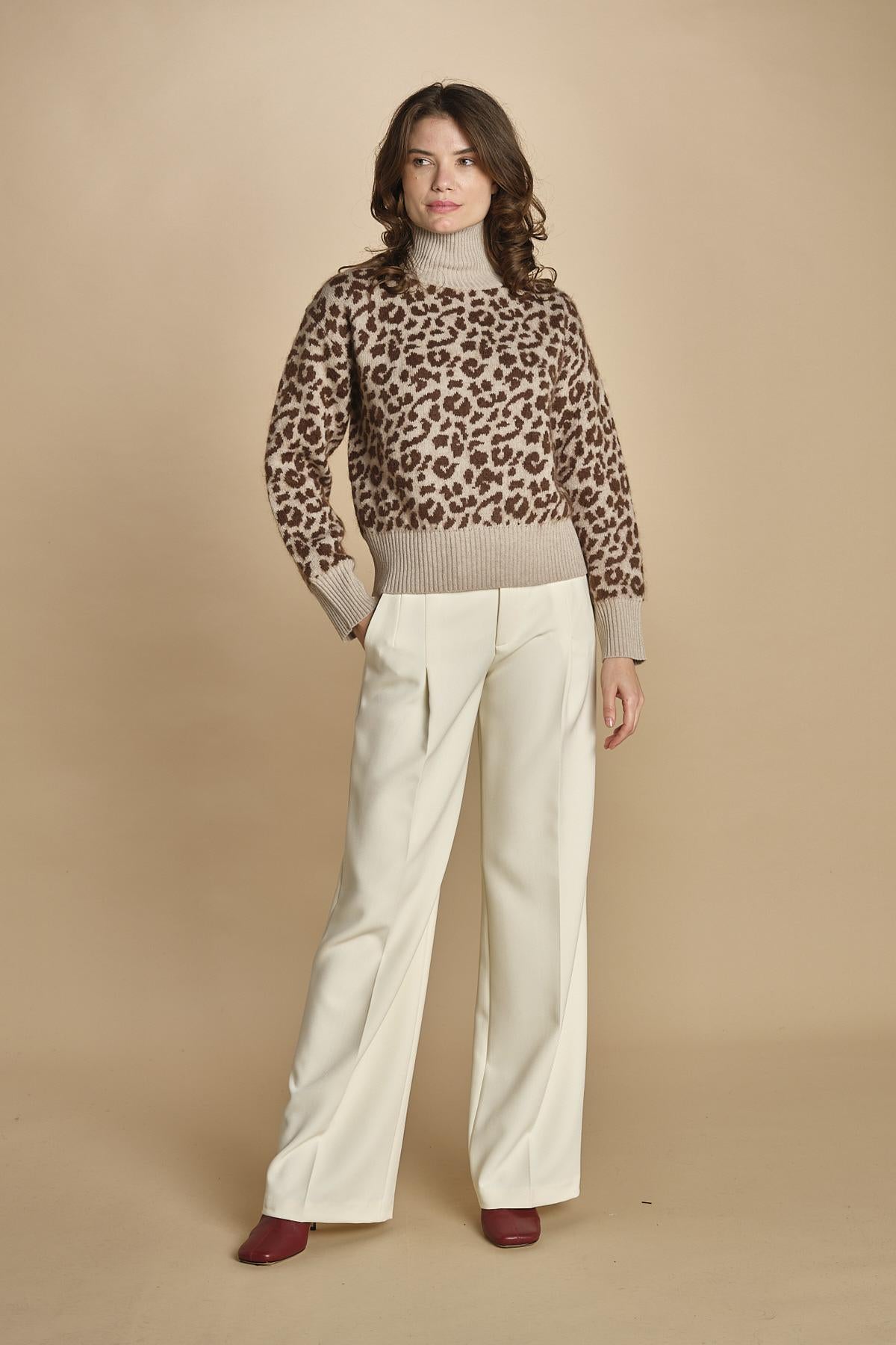 maglia collo alto maculata 32016-355 BEIGE.MORO 25 federica tosi 