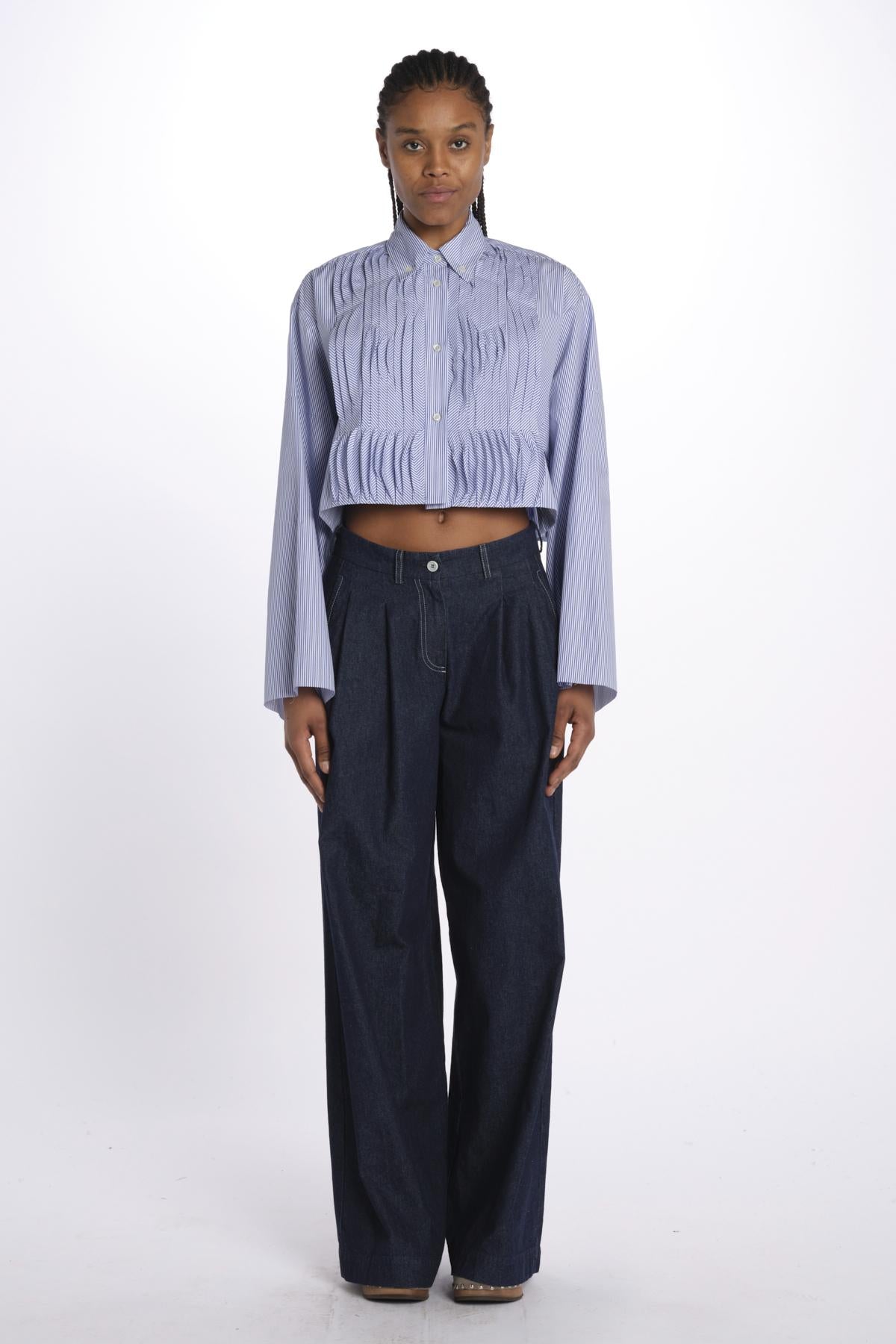 Camicia cropped IV SHIRT WHITEBLUE jejia 