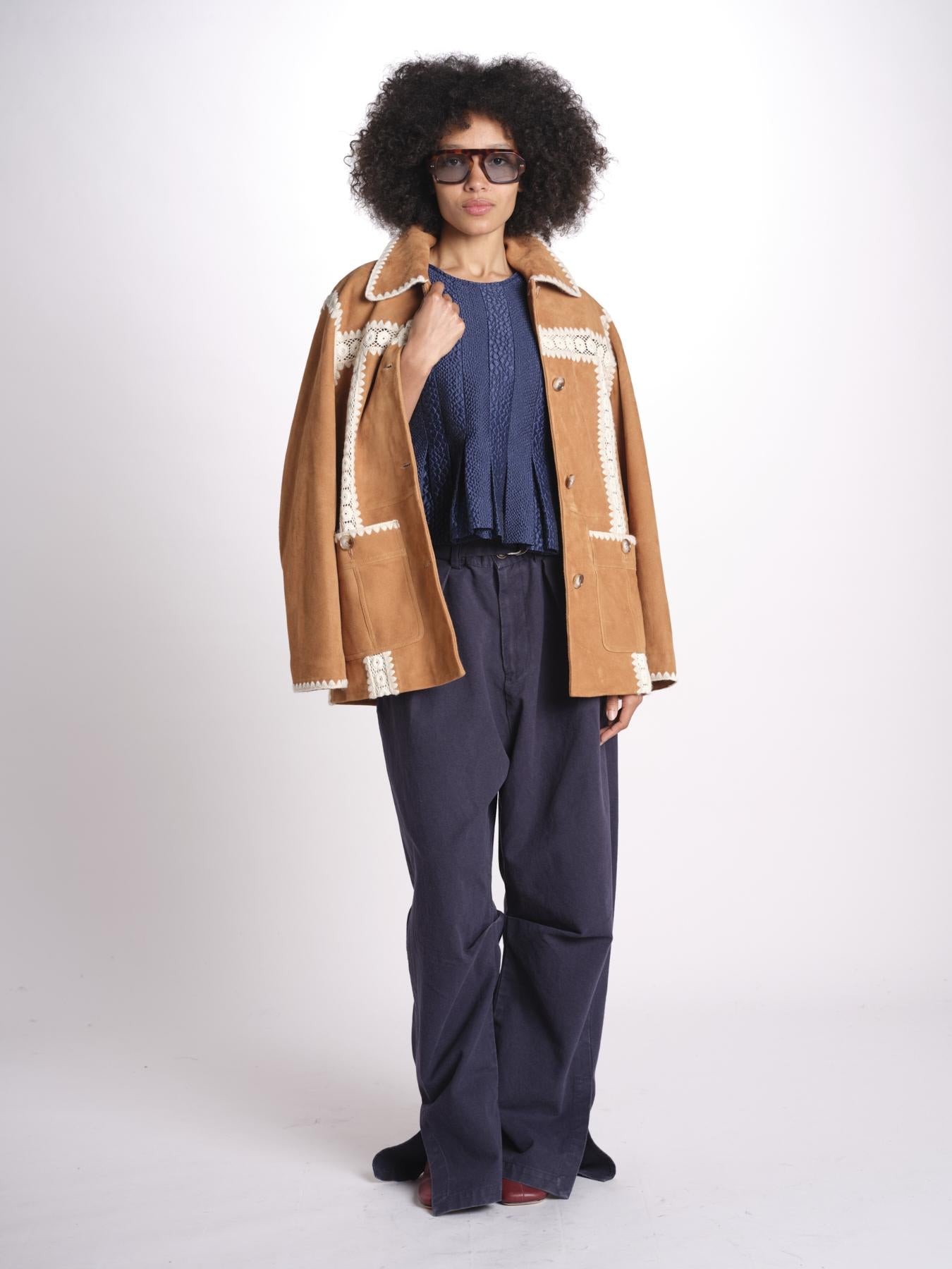 embossed top FAYETTA TANK NAVY sea ny 