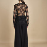 top in pizzo con manica lunga LENI BLACK malina 