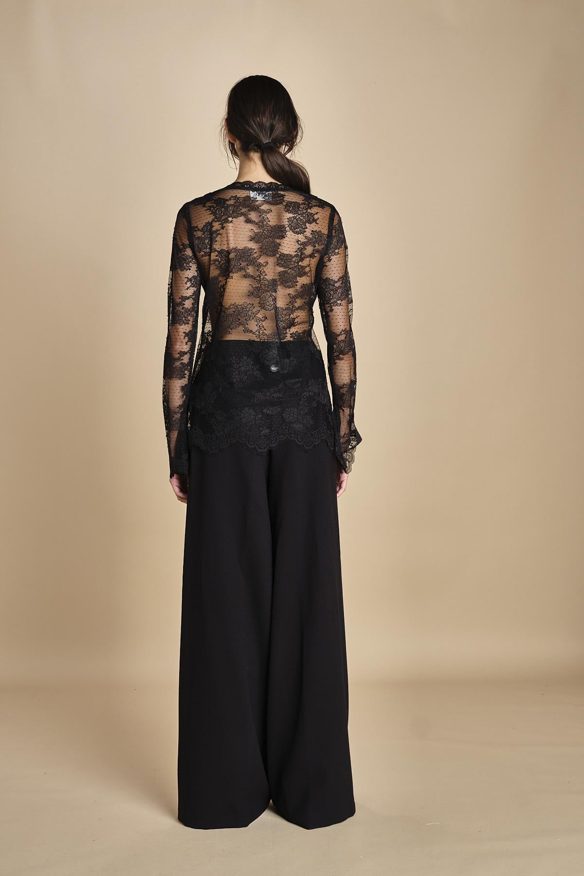 top in pizzo con manica lunga LENI BLACK malina 