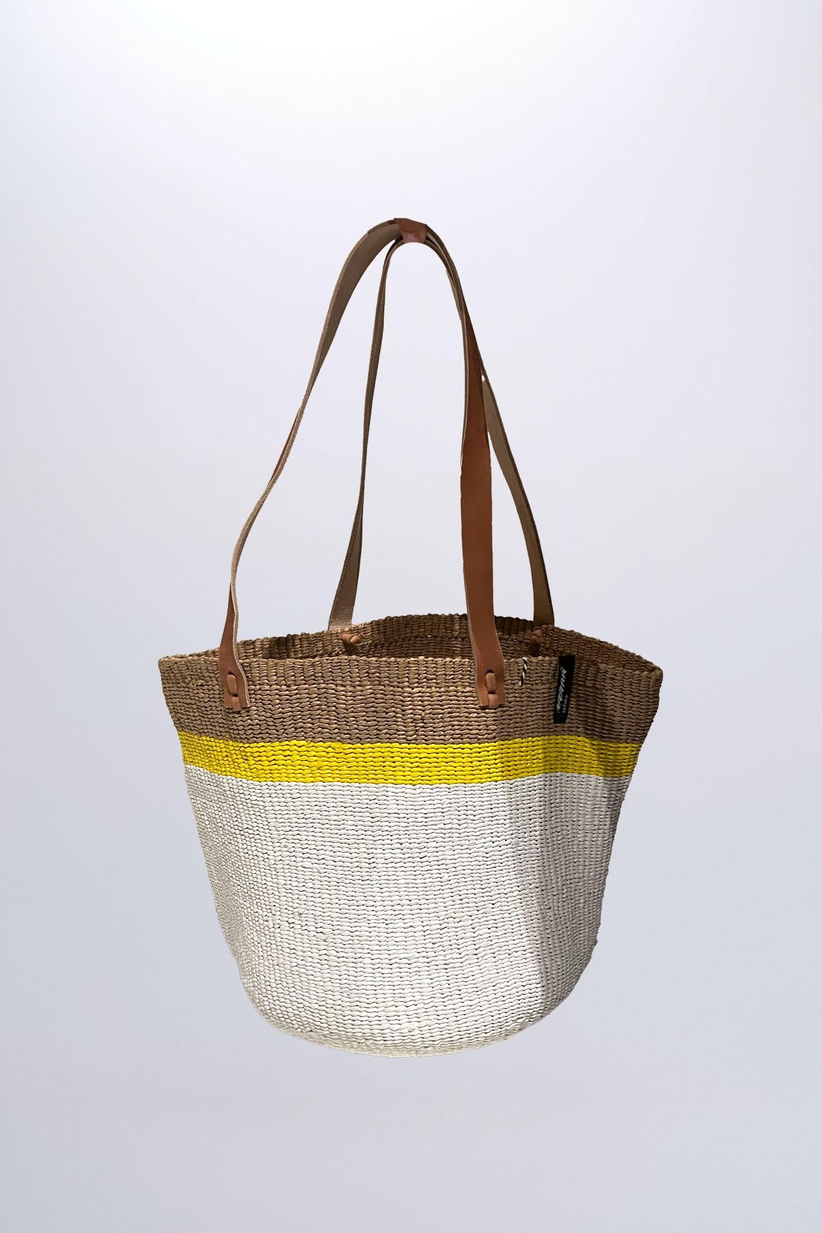 30465L cesta piccola con una riga 30465L BIANCO GIALLO mifuko 