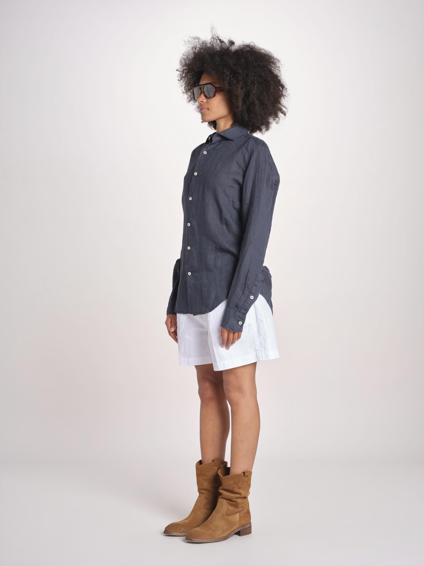 Camicia maschile in lino M012 38 BLU milaura 