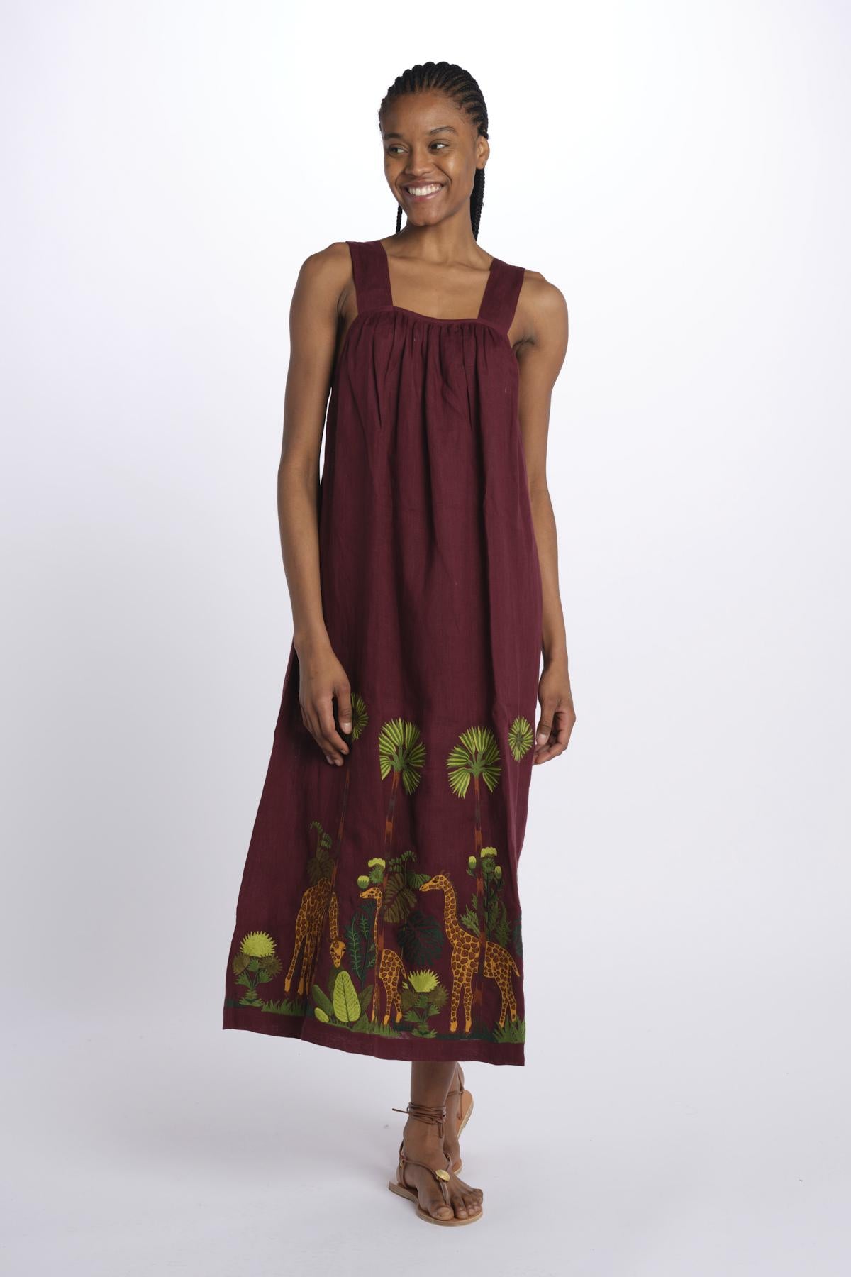 GIRAFFE abito spalline by milaura. BE24983 BURGUNDY benaras soleil 