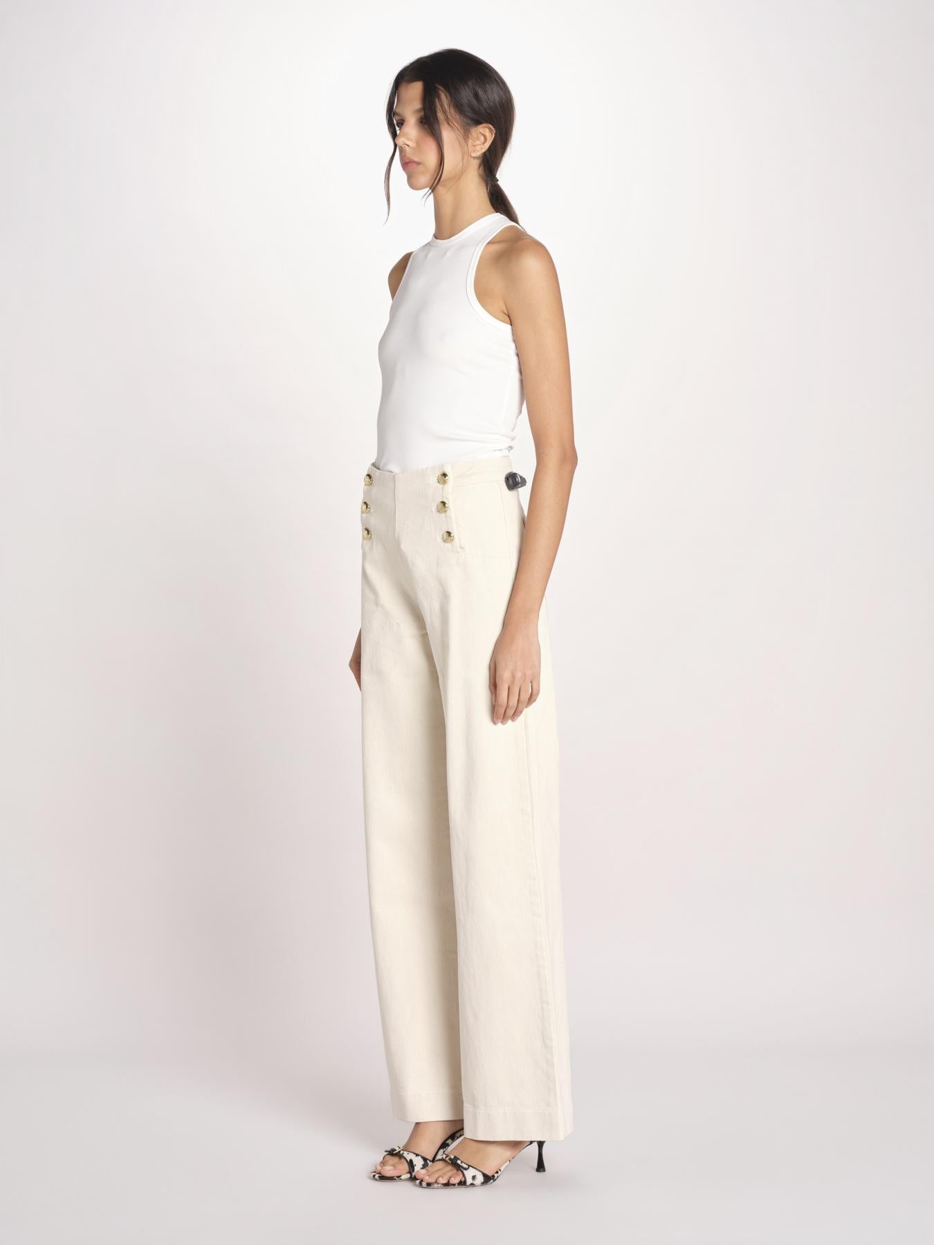 pantalone marinaio con bottoni oro MARINE COMFRTIBULL NATURAL true avenue 