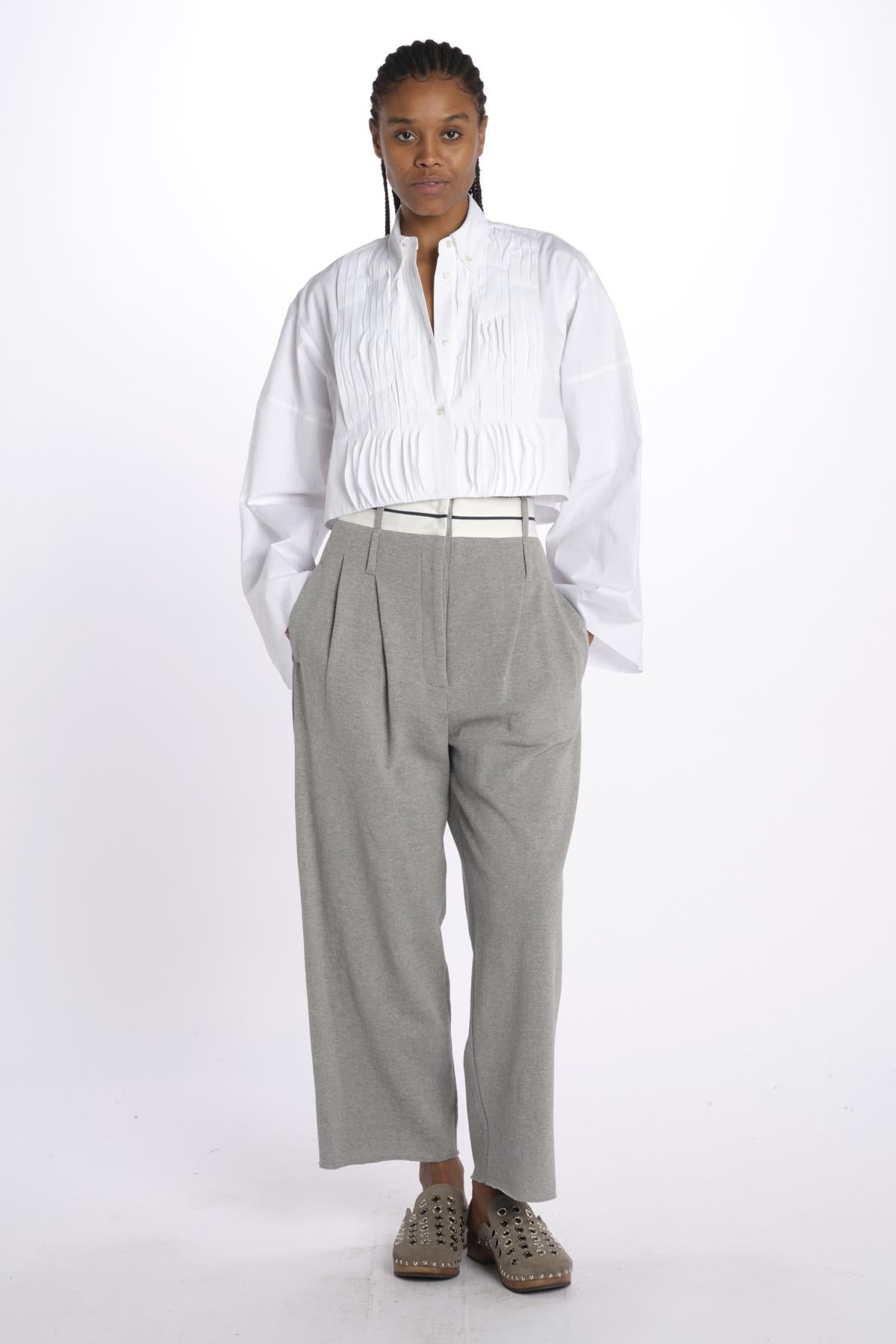 Pantalone  pences con cintura bianca DIANA PANT GREY jejia 