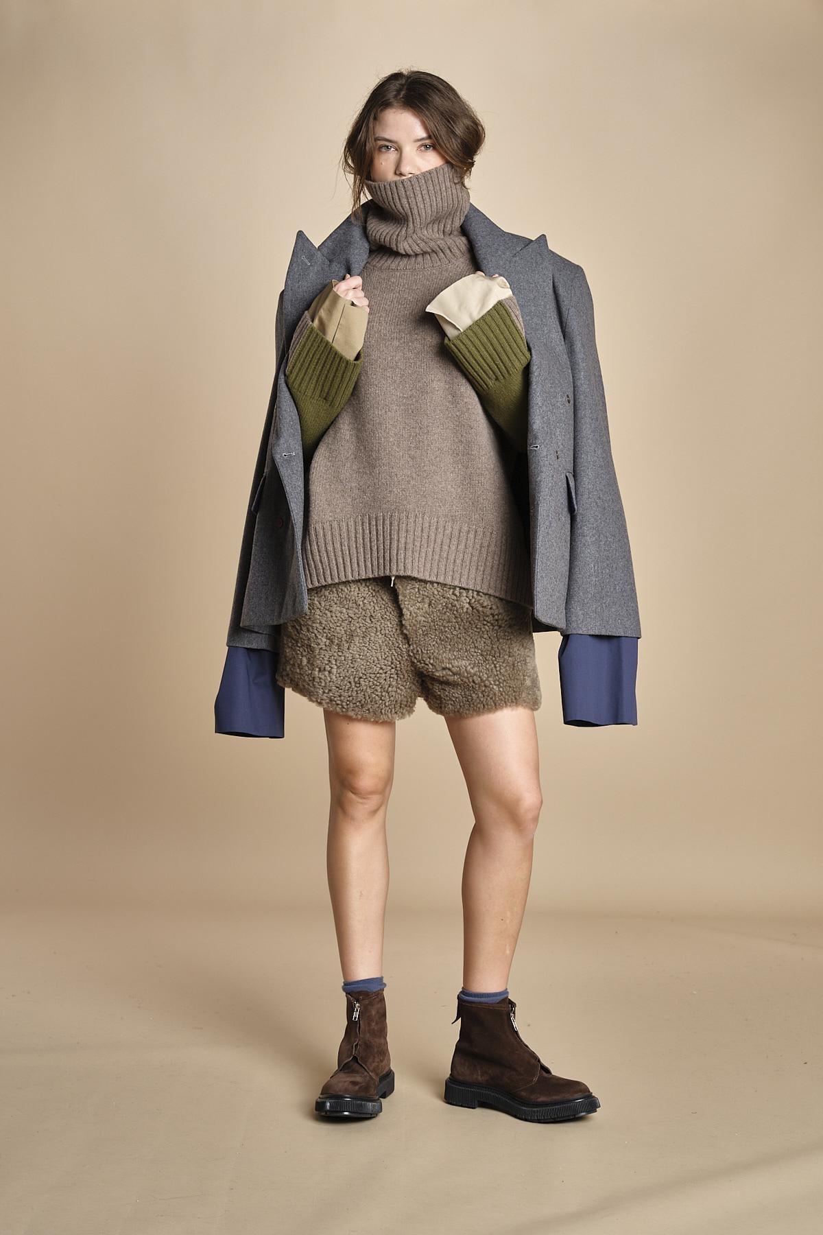 maglia bicolor OLLY  MJD634M_AFILK CHOCO_OLIV jejia 