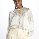 Camicia manica sbuffo CUTWORK BE24499 IVORY milaura 