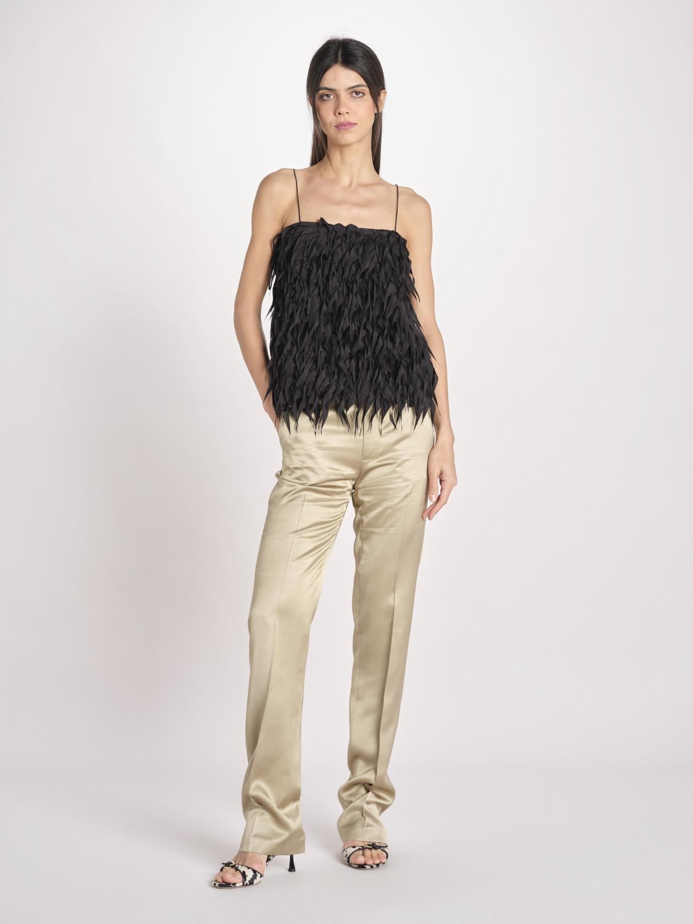 pantalone in shantung B033-5980-1186 KAKI CHIARO n21 