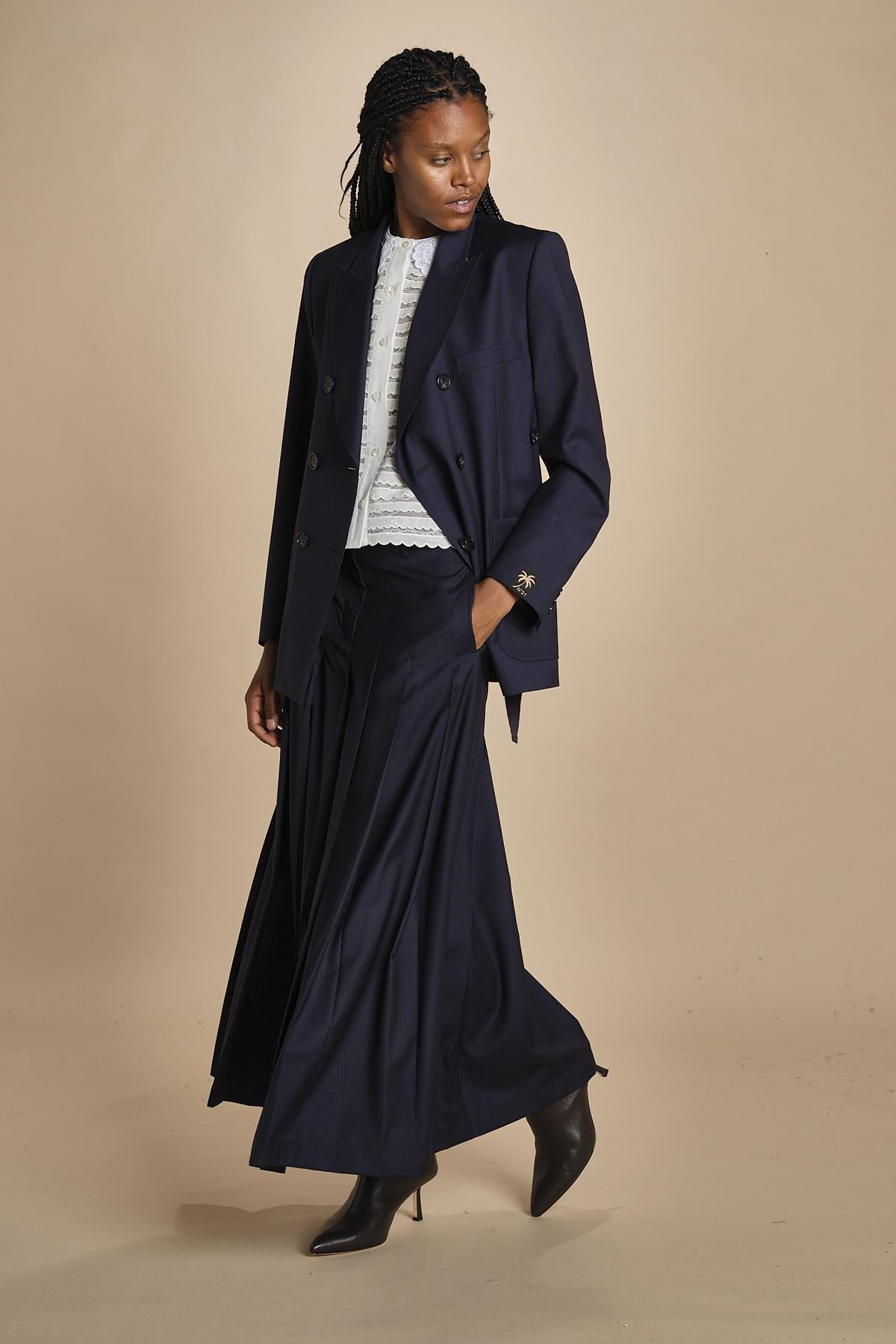 gonna lunga a pieghe C12230166479 BLU n21 
