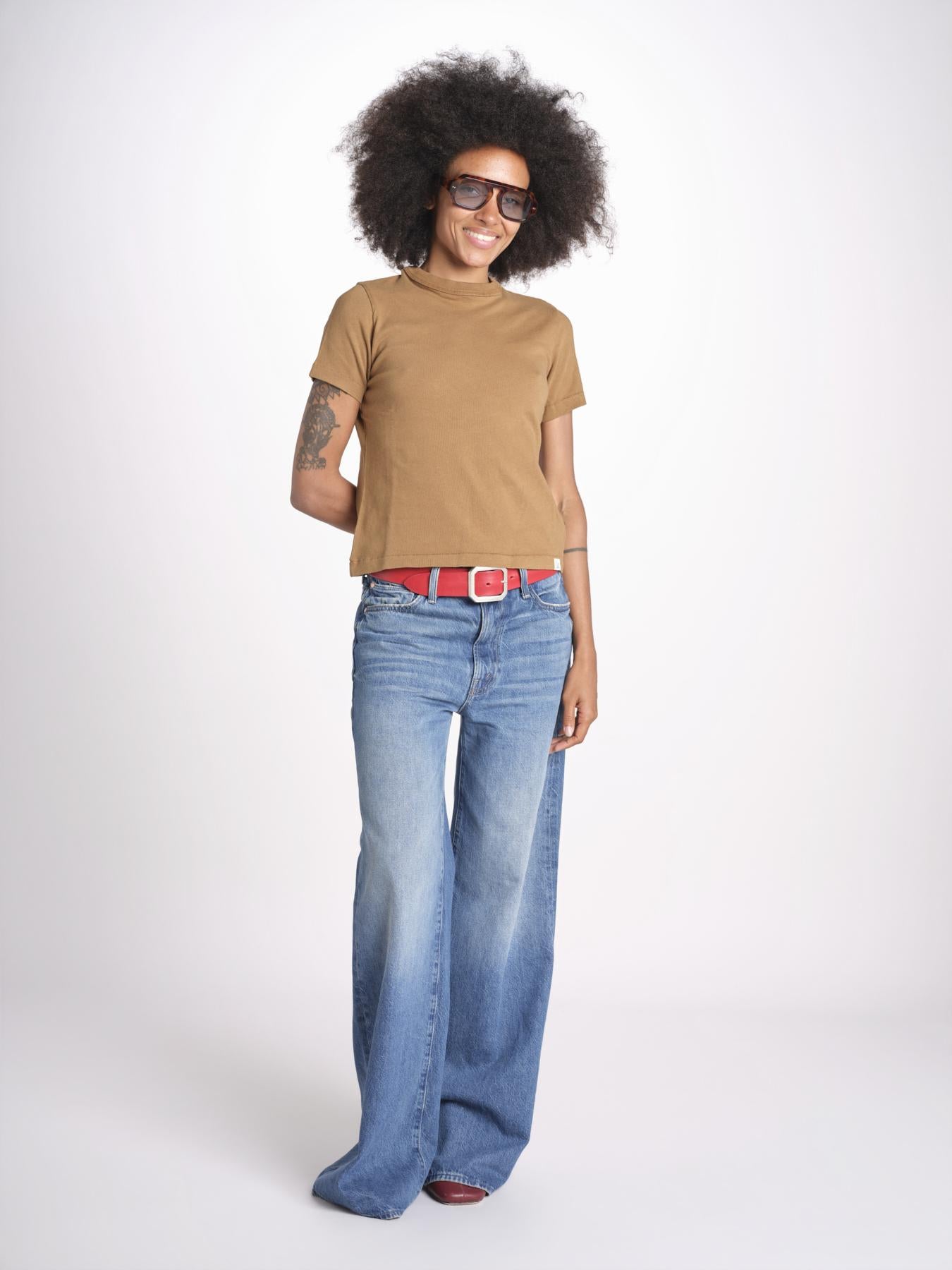 t-shirt manica corta in cotone organico WTEE03 162 DUSTED KHAKI merz b 