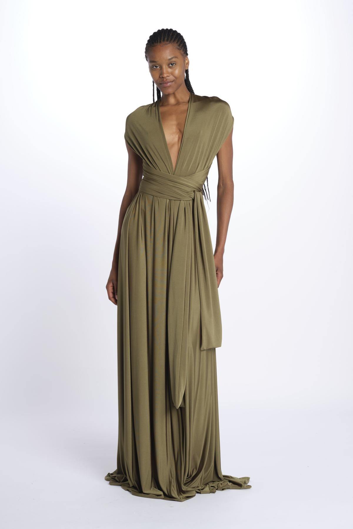 ALLUIM DRESS abito lungo ALLIUM OLIVE nash 
