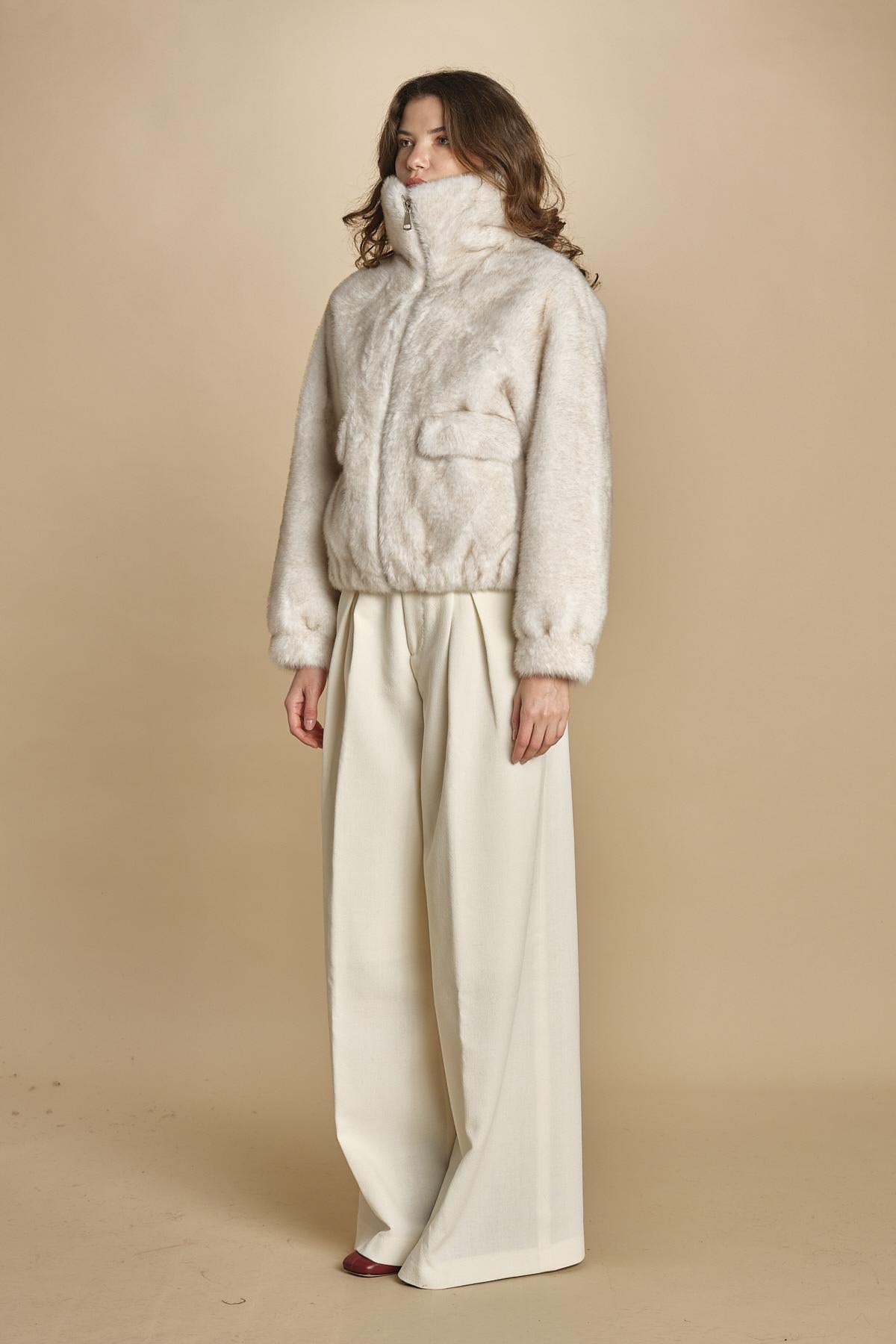 bomber in ecofur. ALBA ECRU giovanni paris 