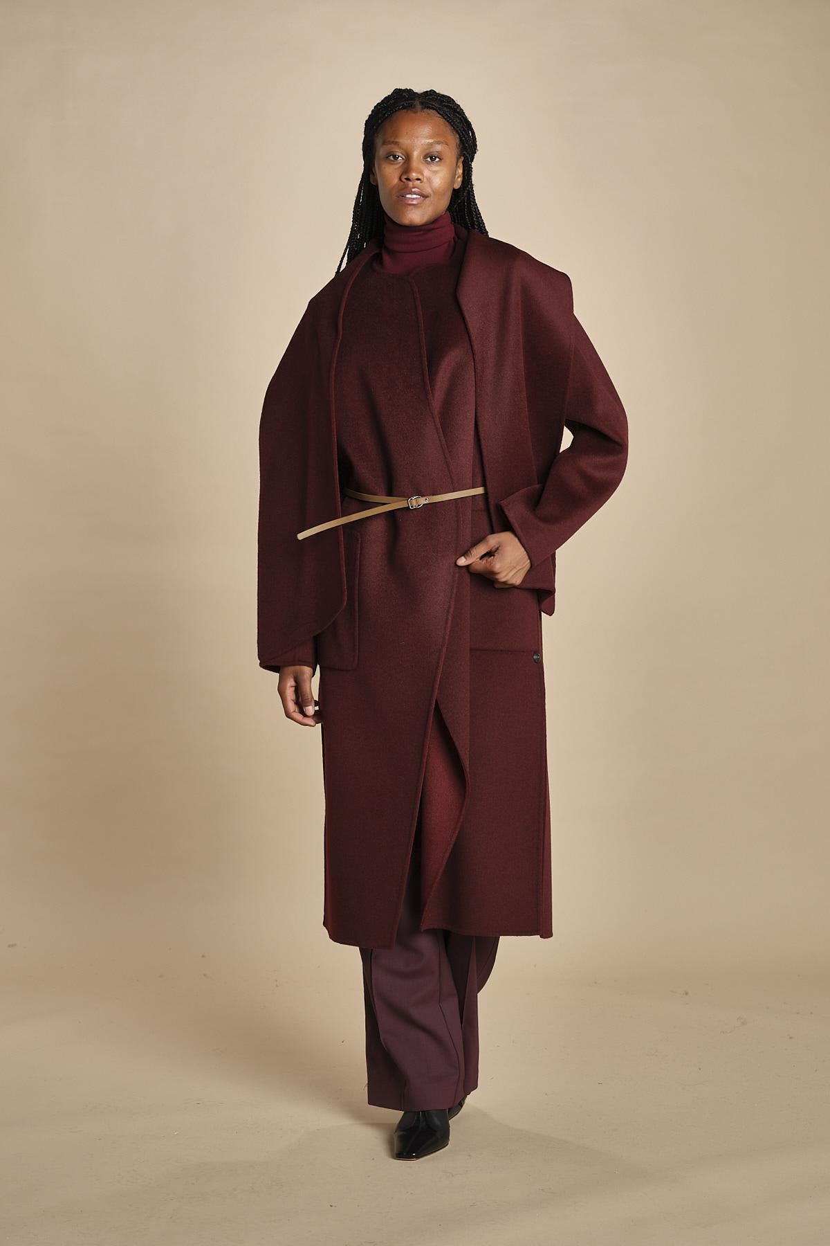 cappotto double con sciarpa VALERAN 5HA28-V01001 BORDEAUX vanessa bruno 