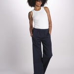 pantaloner dritto con eleastico in vita PENSIL BLU true avenue 