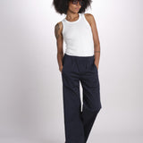 pantaloner dritto con eleastico in vita PENSIL BLU true avenue 