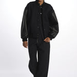 Bomber panno con maniche in pelle ALPH753 DARKESTNAVY studio nicholson 