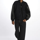 Bomber panno con maniche in pelle ALPH753 DARKESTNAVY studio nicholson 