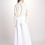 pantalone largo con nervature ORIANA 540 54 14 BIANCO quelledue 