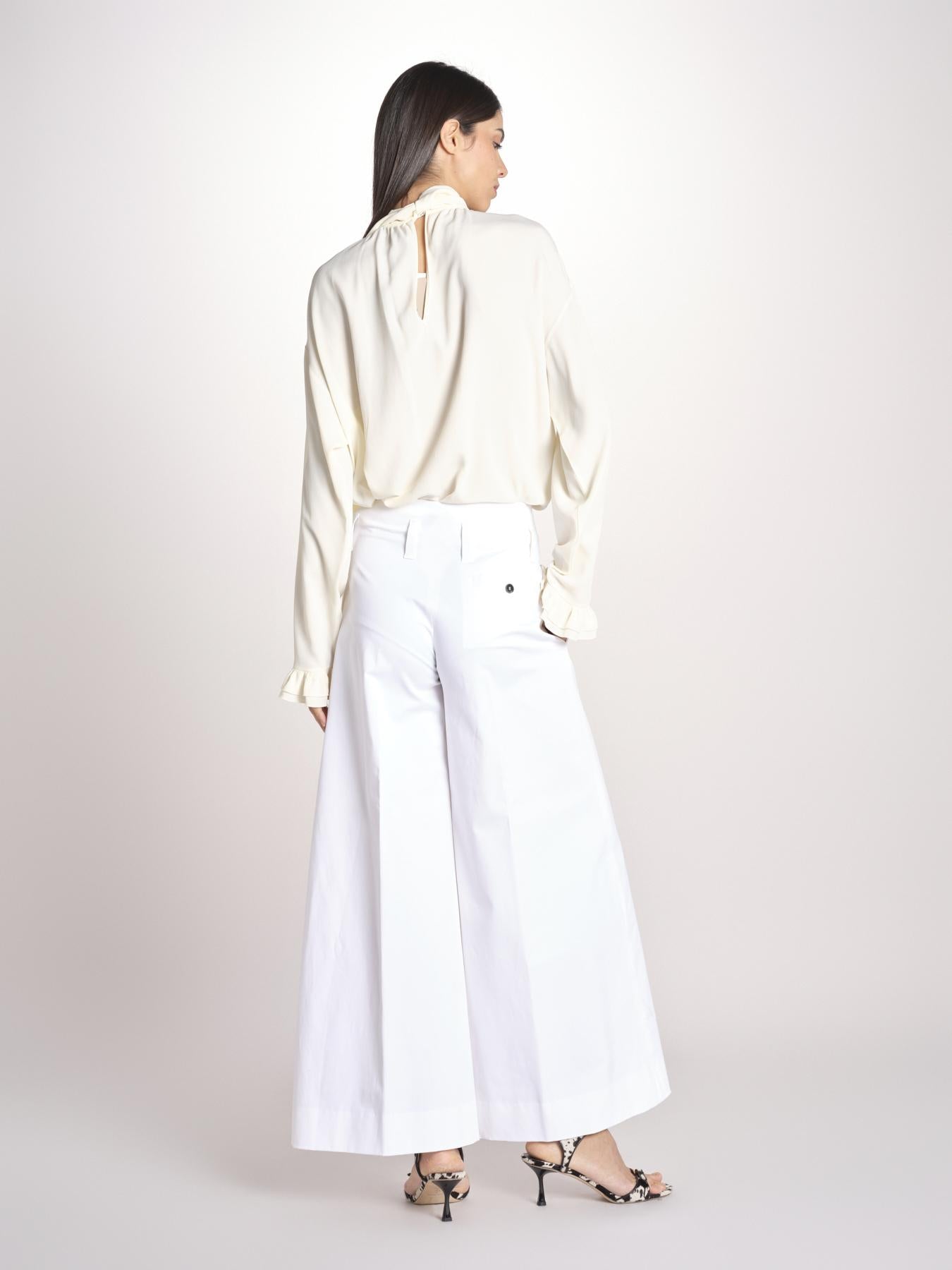 pantalone largo con nervature ORIANA 540 54 14 BIANCO quelledue 