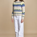 MAGIE maglia con greche BEND516 ECRU BLUE hartford 