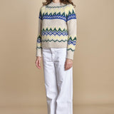 MAGIE maglia con greche BEND516 ECRU BLUE hartford 