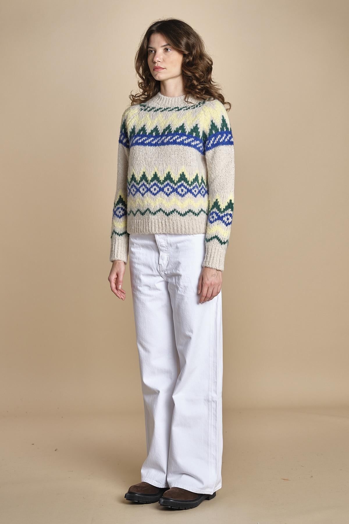 MAGIE maglia con greche BEND516 ECRU BLUE hartford 
