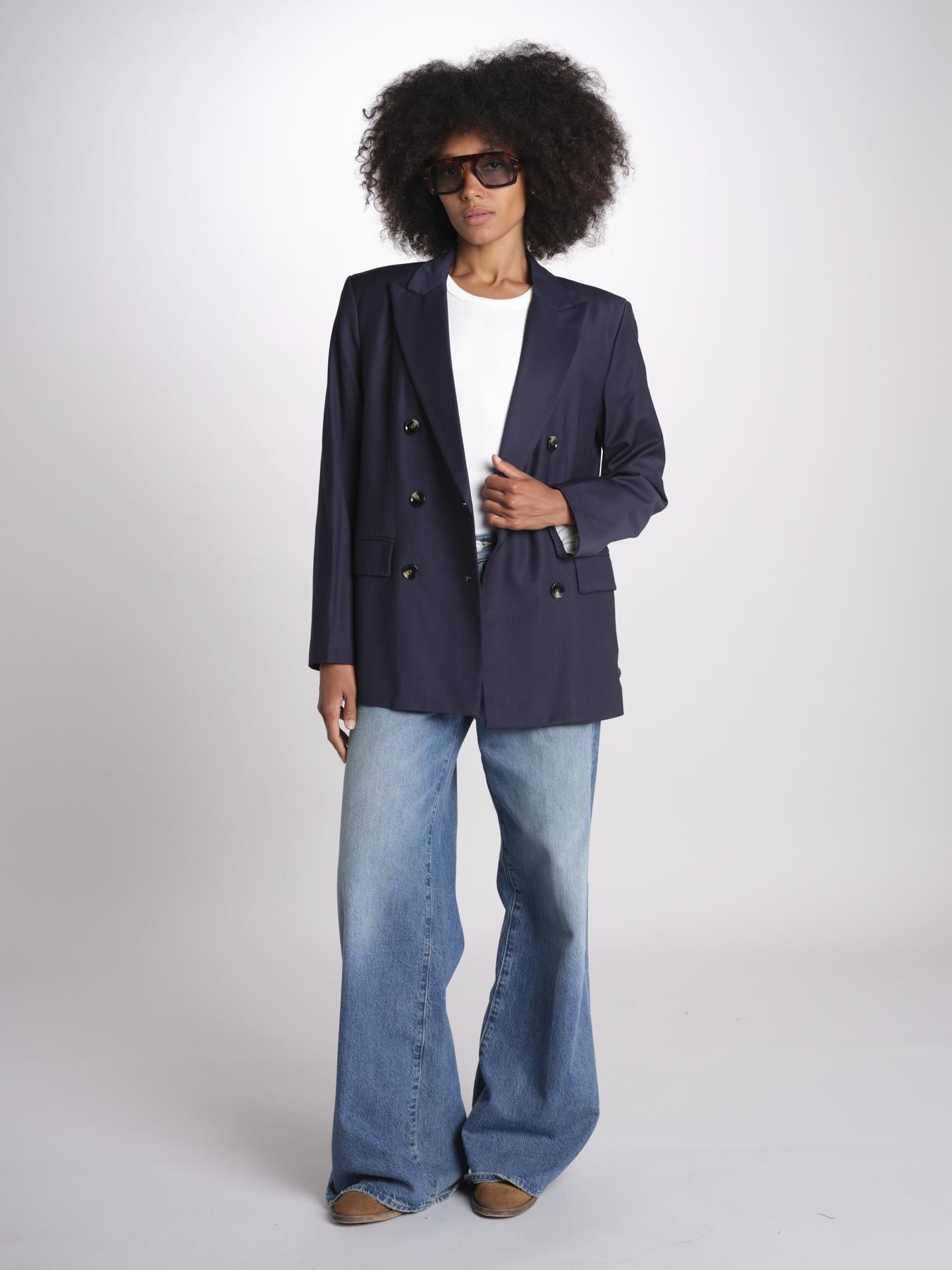 ZINIA blazer doppiopetto in fresco di lana ZINIA COOL WOOL BLU true avenue 