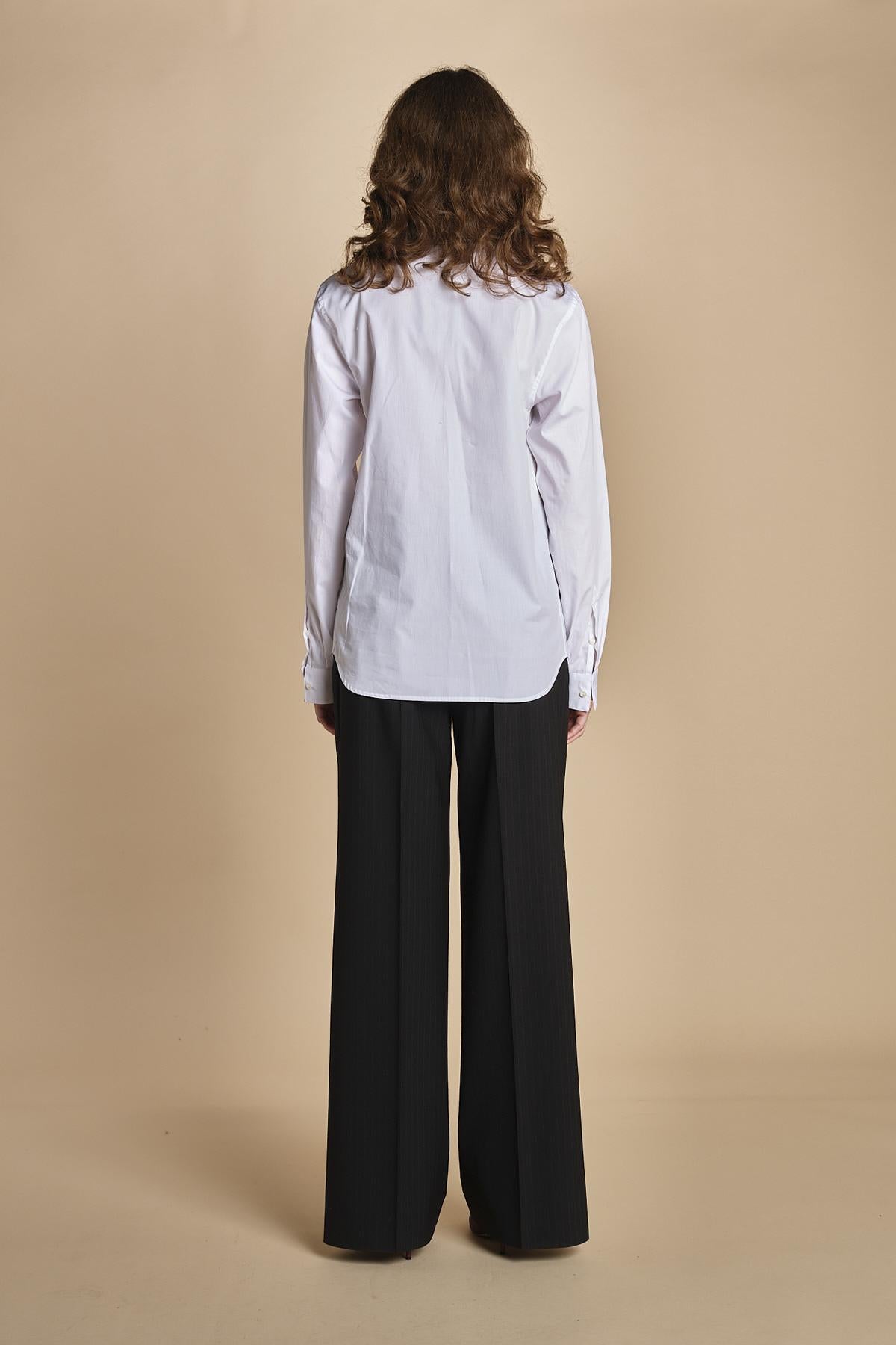 camicia con plastron di perline G023-0187-1101 BIANCO n21 