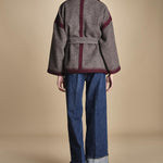 giacca in tessuto diagonale ricamato WILL KIMONO GREY antik batik 