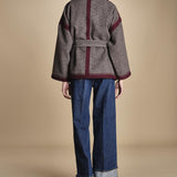 giacca in tessuto diagonale ricamato WILL KIMONO GREY antik batik 