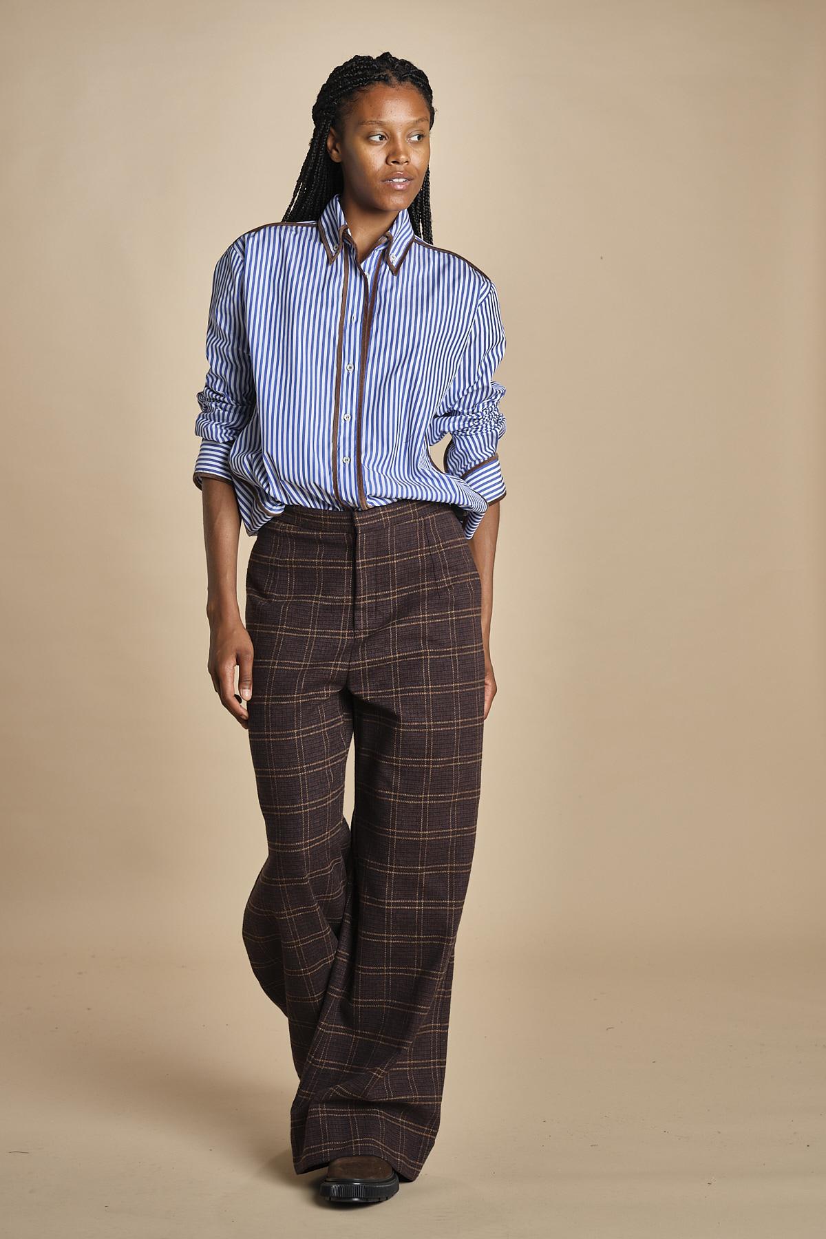 camicia maschile a righe con piping in velluto INES MJD117_A10016 0012 BLUE WHITE jejia 