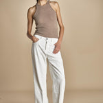 pantalone in velluto cropped ZELDA IVORY true avenue 