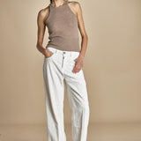 pantalone in velluto cropped ZELDA IVORY true avenue 