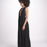 abito lungo scollato aperto CHANTAL BLACK christianzen 
