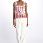 Top AMAYA righe + ricamo DM 1239 MULTI damson madder 