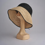 CAPELINE cappello in paglia bicolor DEMI CAPELINE CROCHET 01BG196 BLACK bagatelle france 